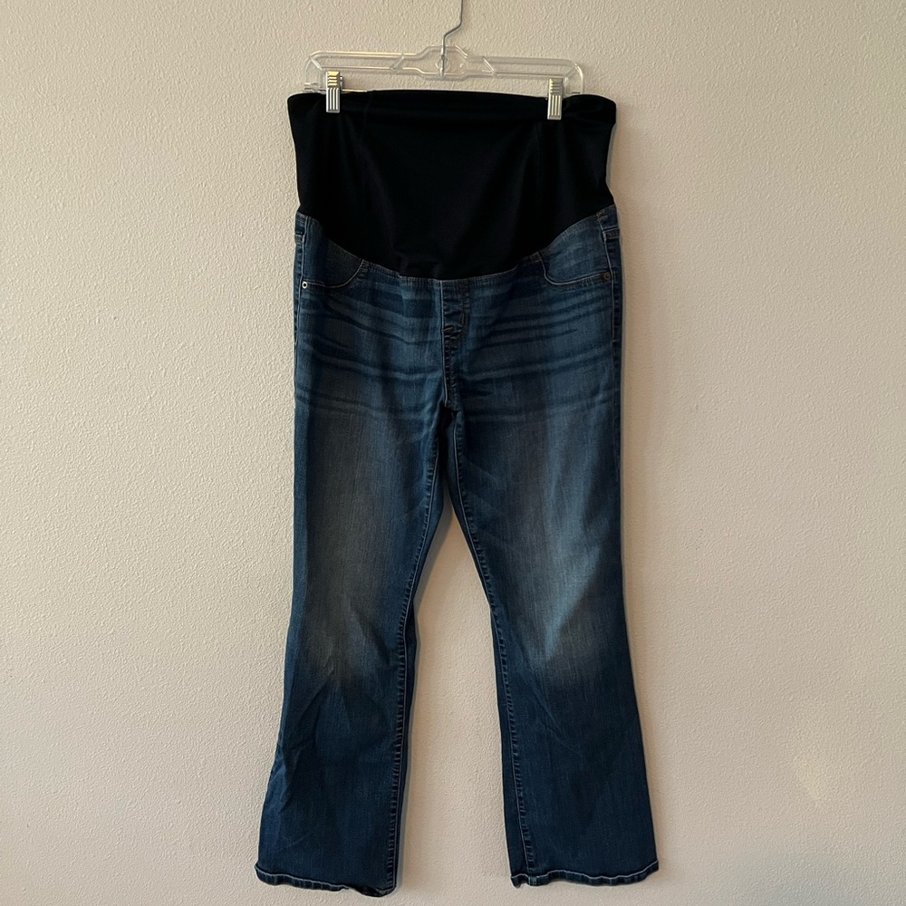 Isabel Maternity by Ingrid & Isabel Dark Blue Bootcut Jeans with Black Overband